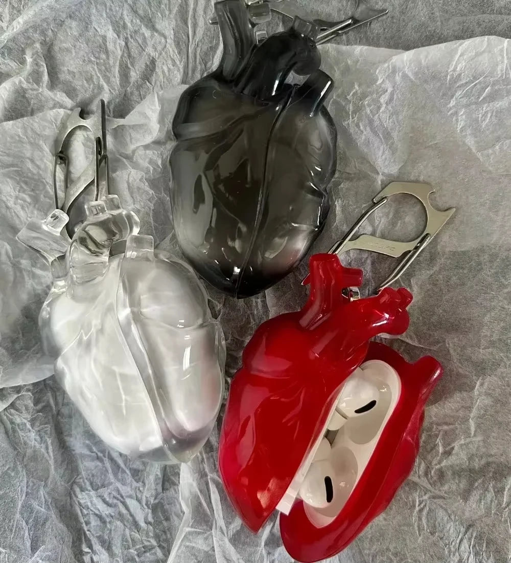 Cool Pounding Heart Earphone Case 3D Liquid Silicone Case for Airpods 4/3/Pro/Pro2 Case Pounding Heart Earphone Case Accessories