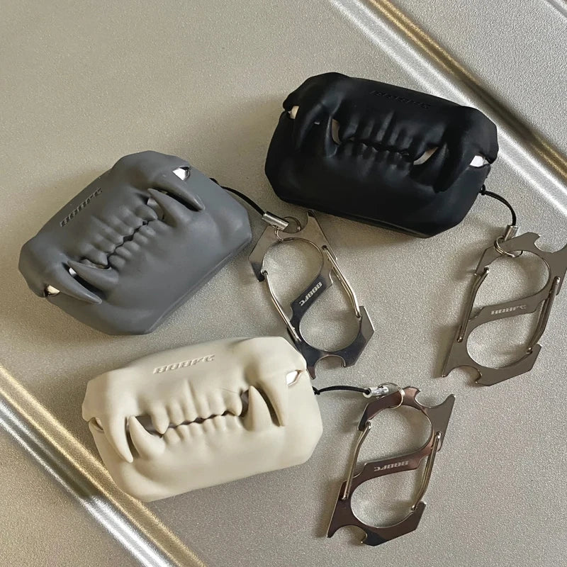 Tiger Tooth Silicone Earphone Case Suitable for Airpods 1/2/3/4/Pro Soft anti Slip Protective Cover Unique Earphone Case