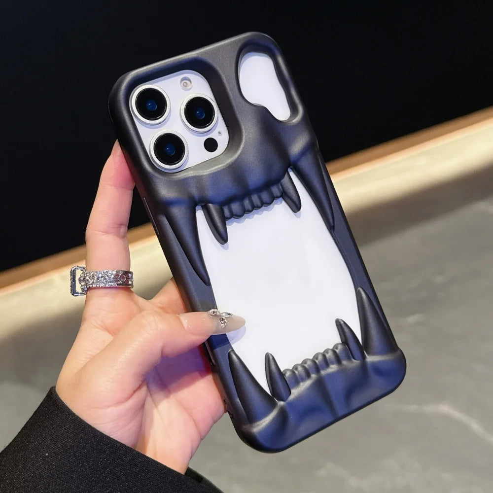 Luxury Skeleton 3D Demon Tusk Phone Case Protection for Iphone 16 15 13 12 11 14 Pro Max 16 plus X Coque